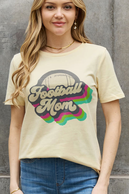 Simply Love Full Size FOOTBALL MOM Graphic Cotton Tee-Jewearrings