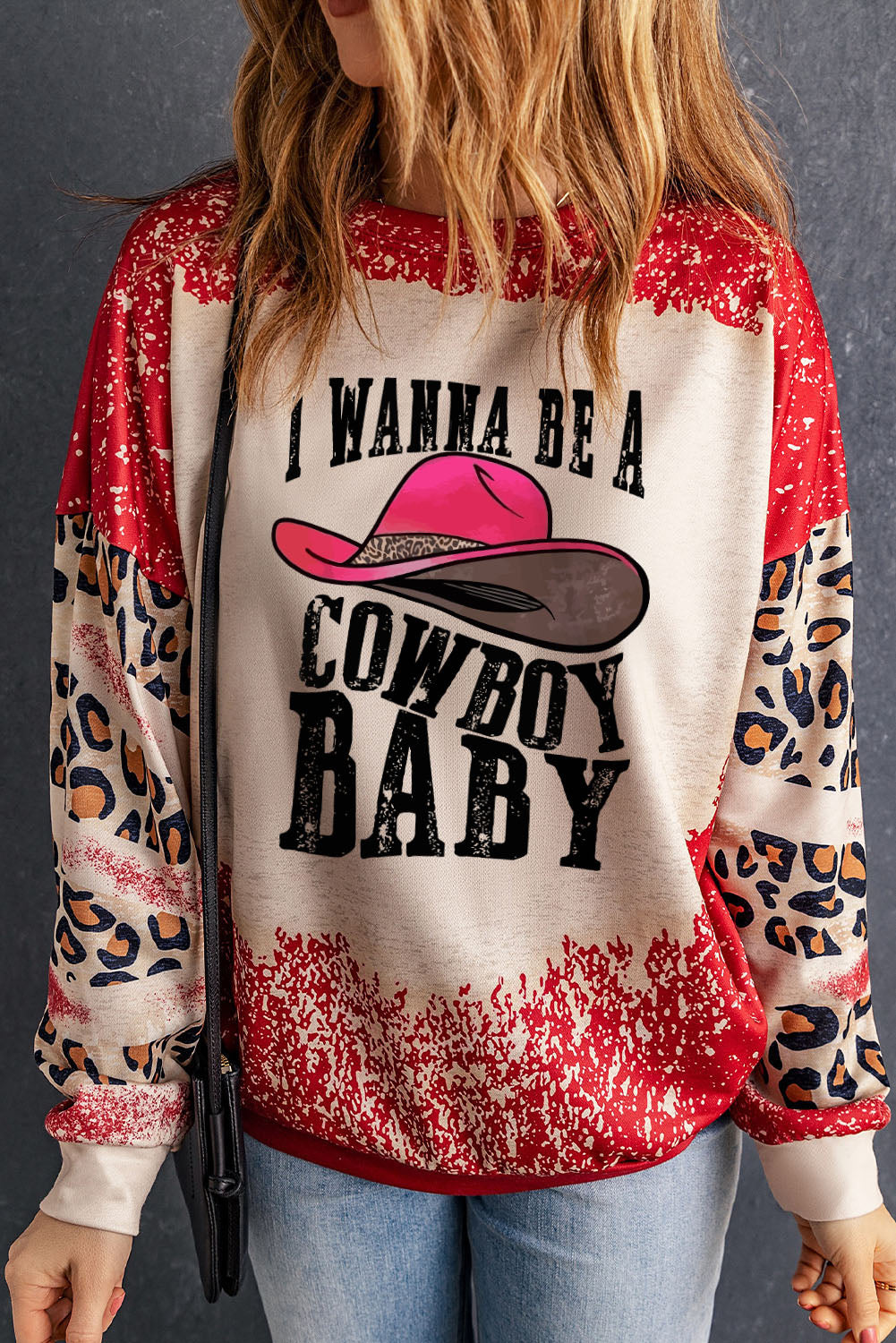 I WANNA BE A COWBOY BABY Round Neck Sweatshirt-Jewearrings