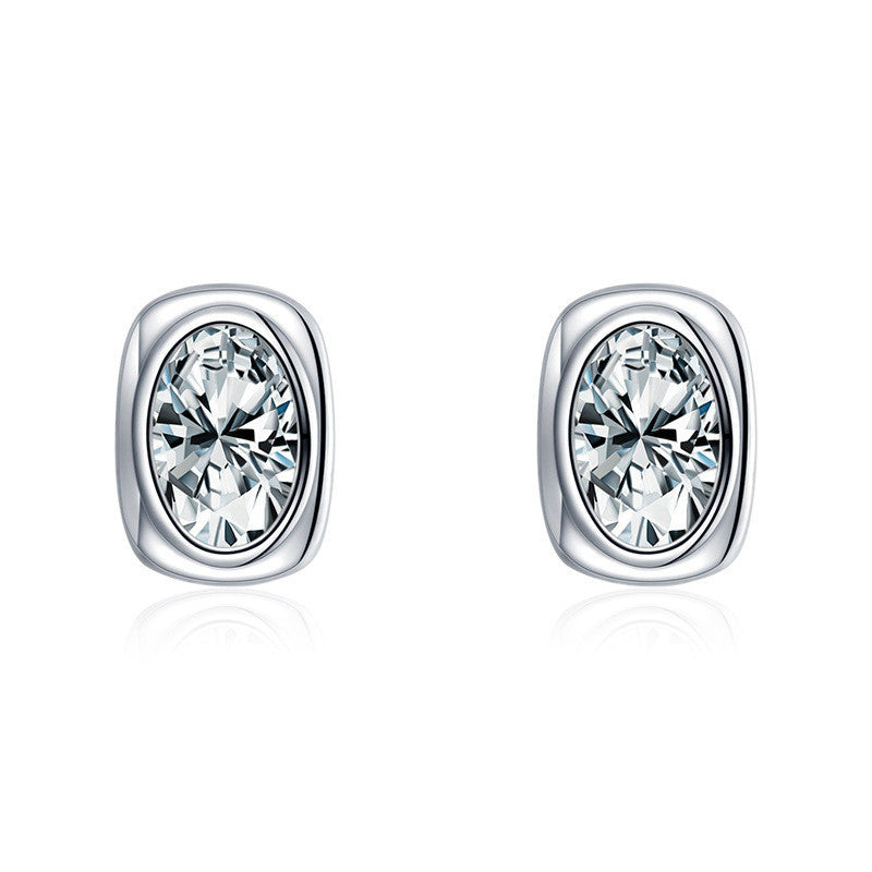 Light Luxury Stud Earrings In Sterling Silver With Diamonds-Jewearrings