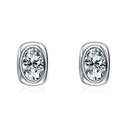 Light Luxury Stud Earrings In Sterling Silver With Diamonds-Jewearrings