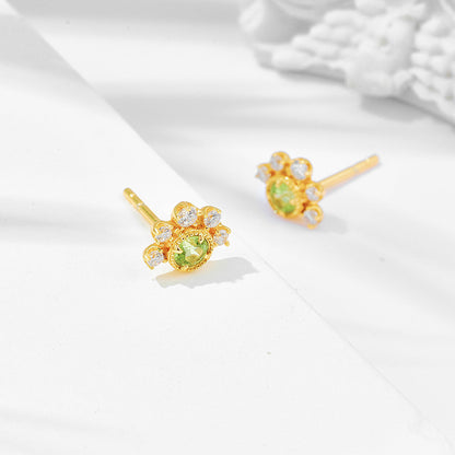 S925 Silver Plated 14K Gold Olivine Earrings-Jewearrings