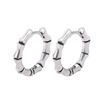 Men's S925 Sterling Silver Vintage Bamboo Earrings-Jewearrings