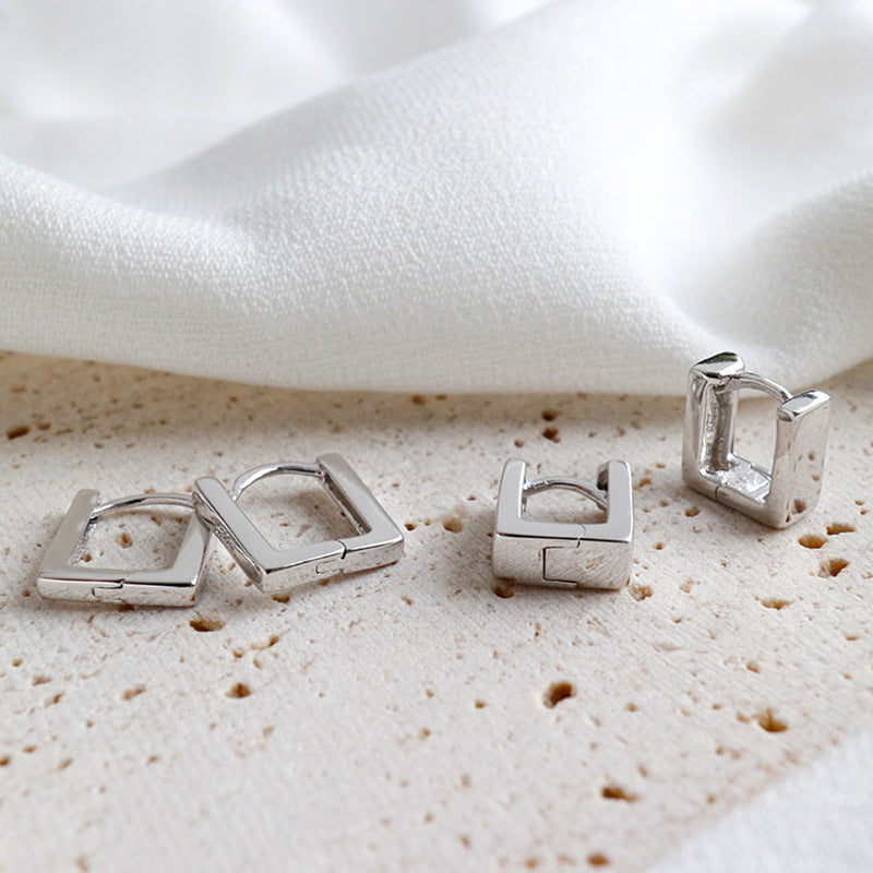 925 Sterling Silver Unique Creative Simple Square Earrings Accessories-Jewearrings