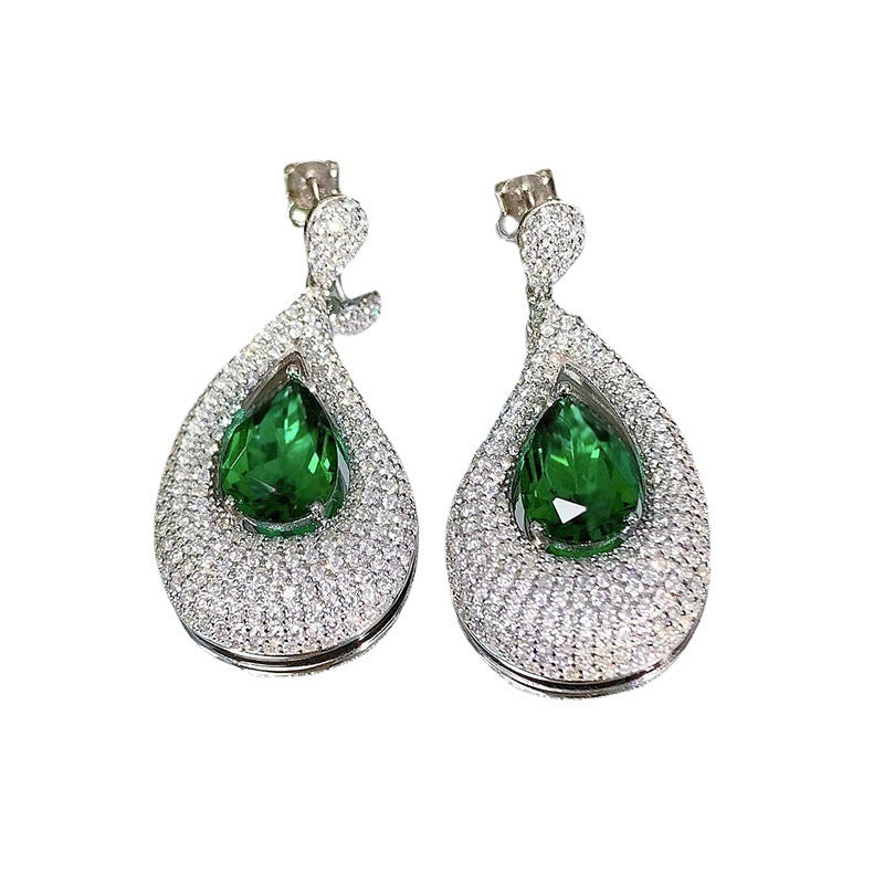 Artificial Emerald Stud Earrings With Diamonds-Jewearrings