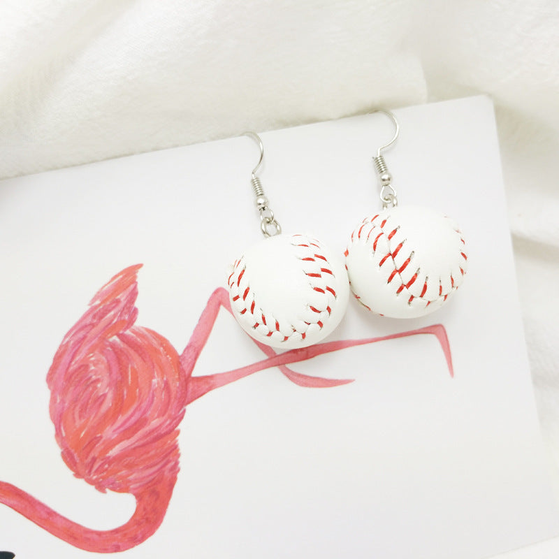 Leather Teardrop Round Baseball Earrings Plated Dangle Earrings Soft Ball-Jewearrings