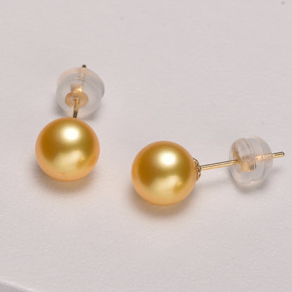 Small Bulb 18k Gold Pearl Stud Earrings-Jewearrings