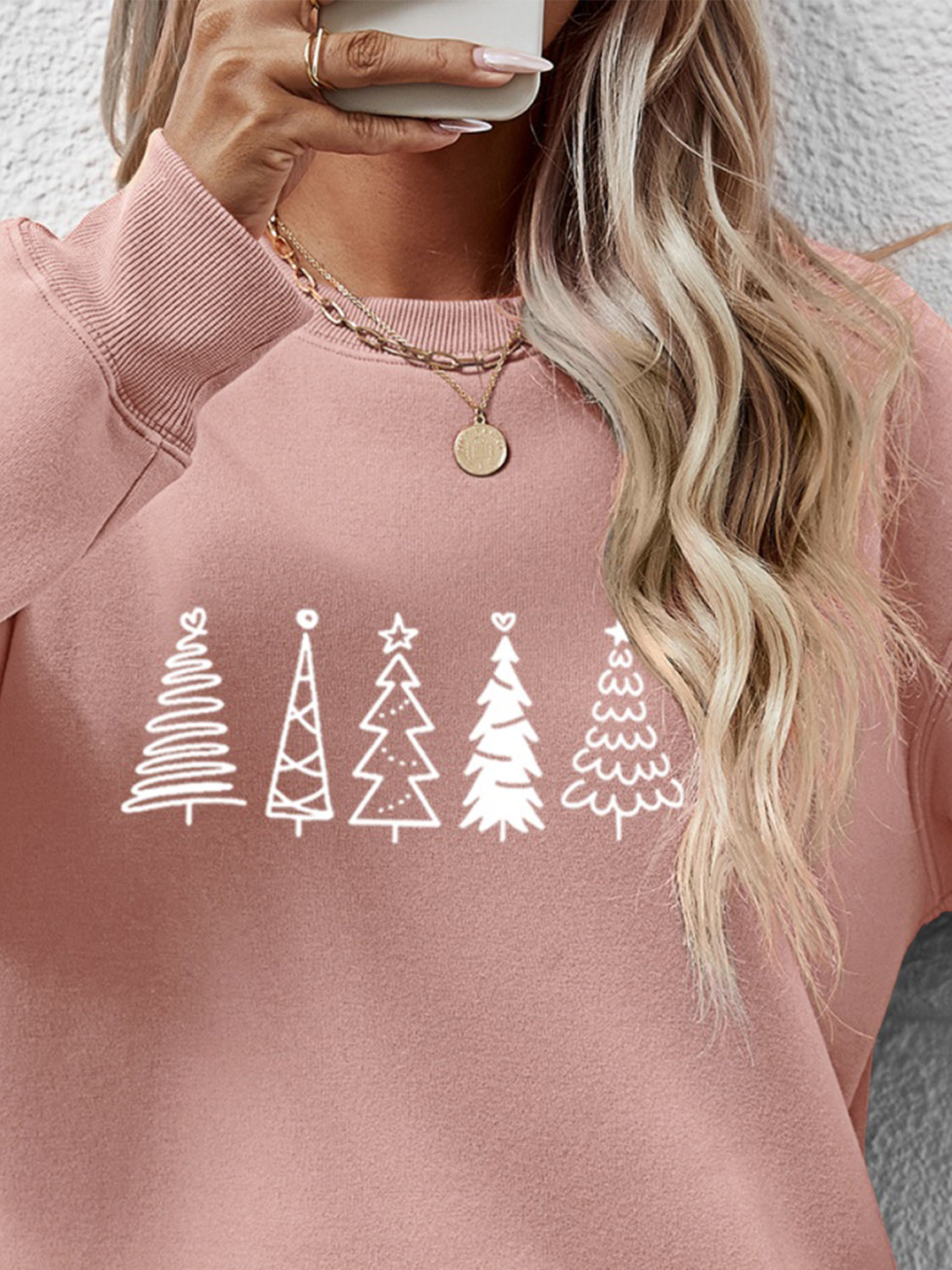 Christmas Tree Graphic Drop Shoulder Sweatshirt-Jewearrings