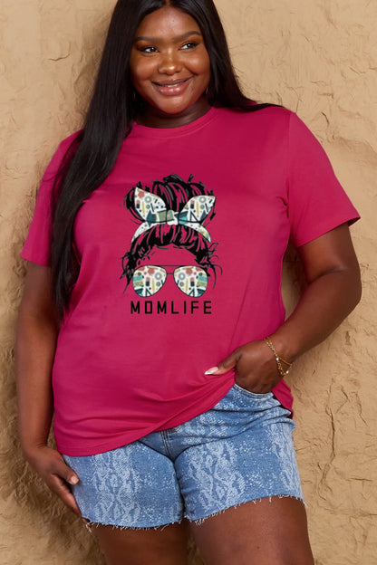 Simply Love Full Size MOM LIFE Graphic Cotton T-Shirt-Jewearrings