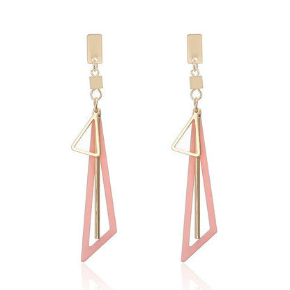 Korean Long Statement Geometric Triangle Tassel Dangle Drop Earrings For Women Earrings Fashion Jewelry Oorbellen Brincos-Jewearrings