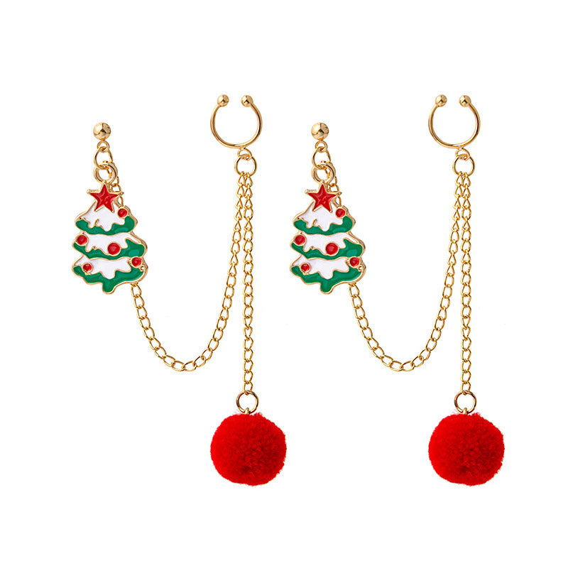 Earbone Clip Earrings Santa Claus Tree-Jewearrings