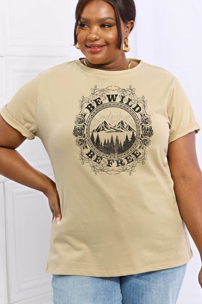 Simply Love Full Size BE WILD BE FREE Graphic Cotton T-Shirt-Jewearrings