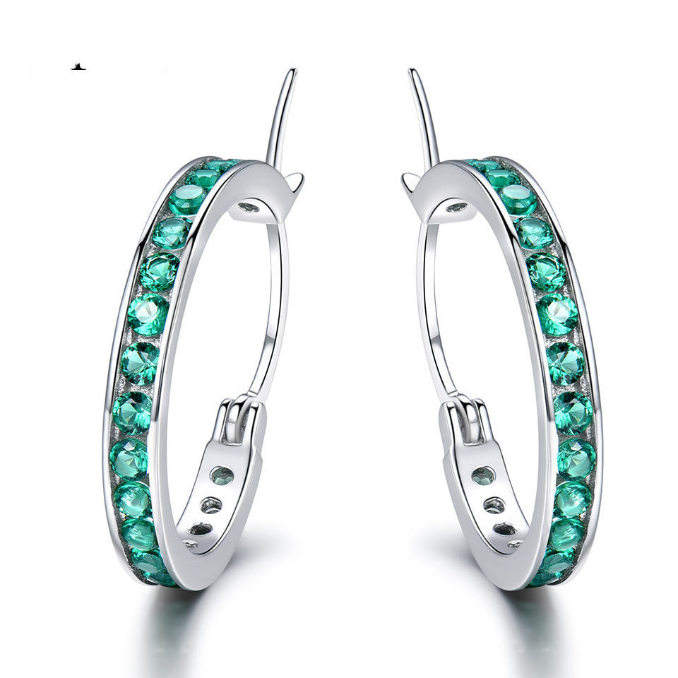 With Diamonds And Silver Hoop Earrings Simple And Versatile Earrings-Jewearrings