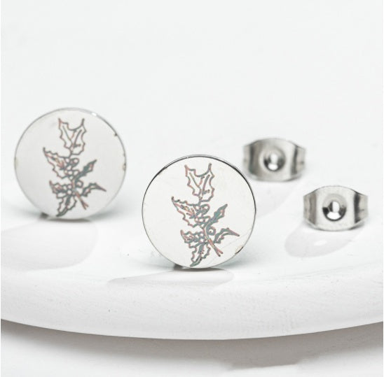 Fashion Animal Flower Etched Stud Earrings-Jewearrings