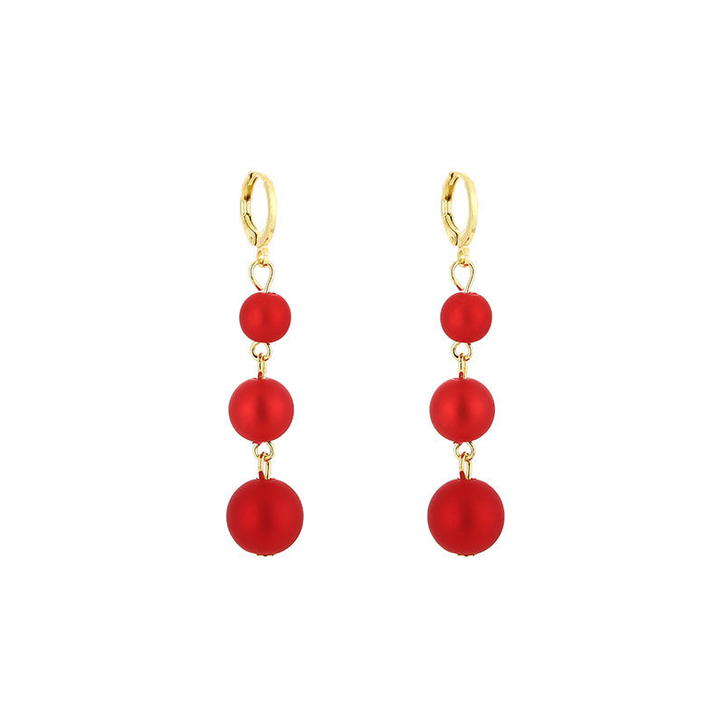 Women's Red Pearl Festive Earrings-Jewearrings