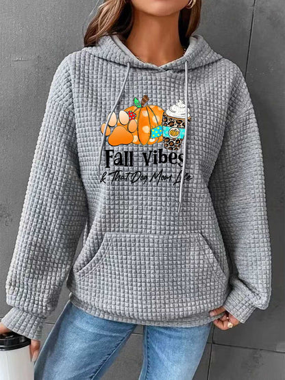 FALL VIBES Graphic Hoodie with Front Pocket-Jewearrings