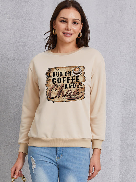 Letter Graphic Round Neck Sweatshirt-Jewearrings