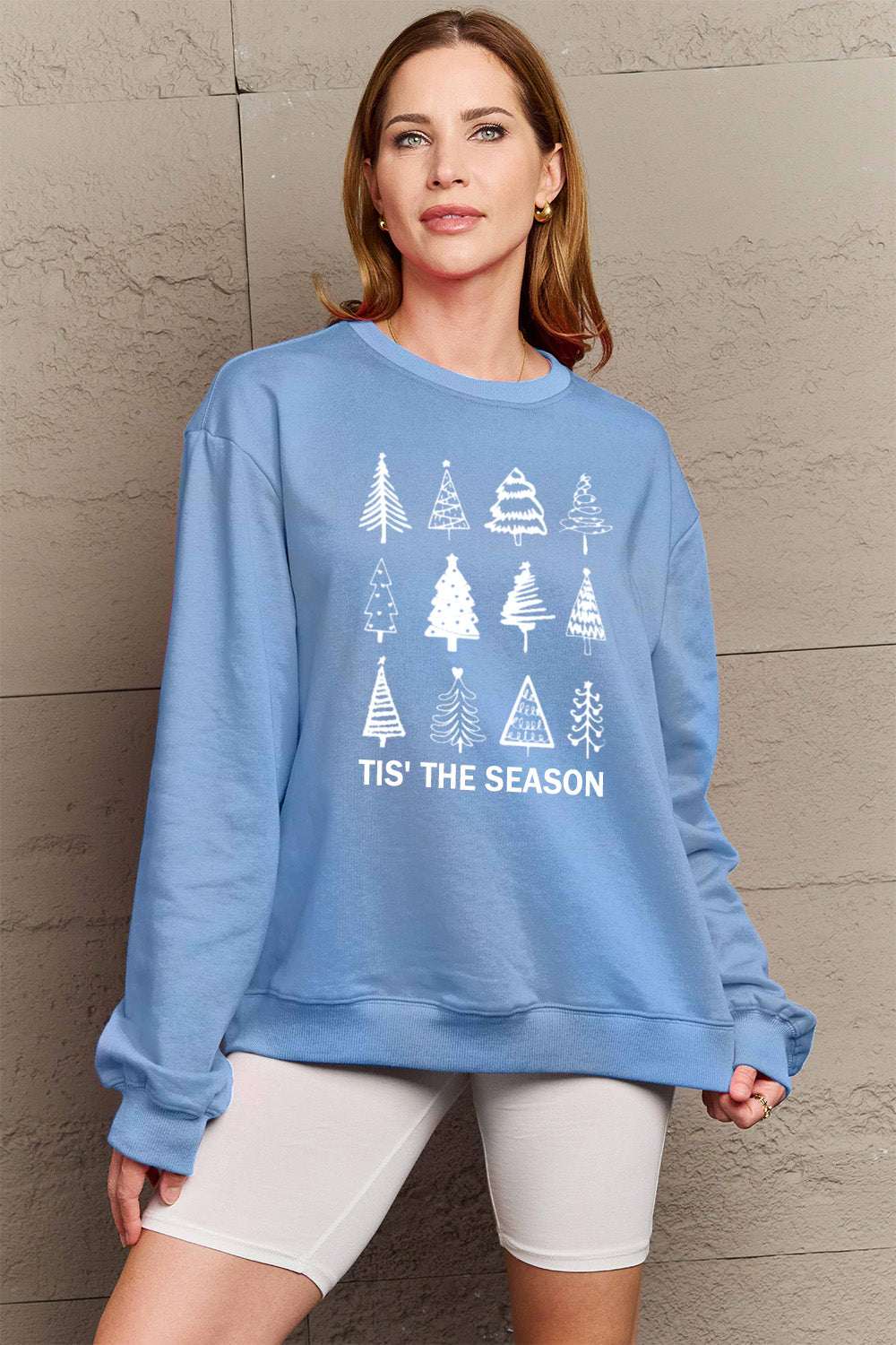 Simply Love Full Size Christmas Tree Graphic Sweatshirt-Jewearrings