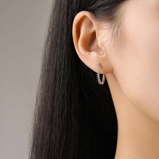 S925 Sterling Silver Color Zircon Earrings-Jewearrings