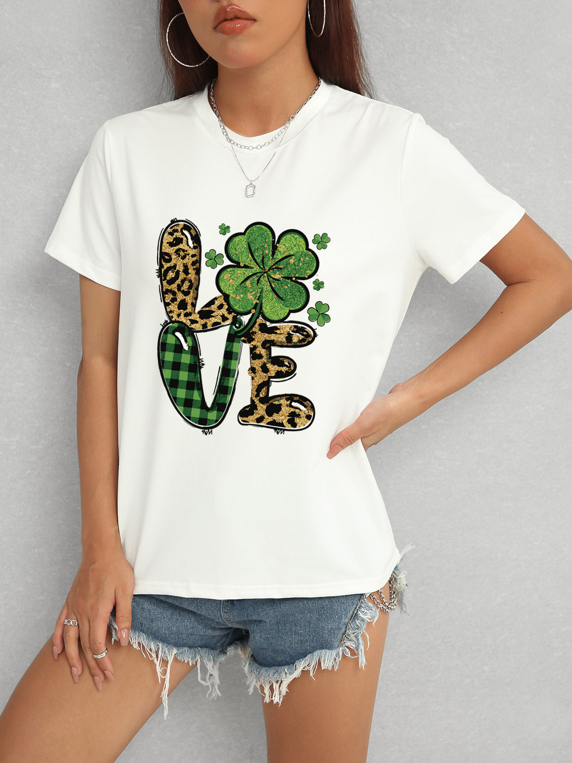 LOVE Round Neck Short Sleeve T-Shirt-Jewearrings