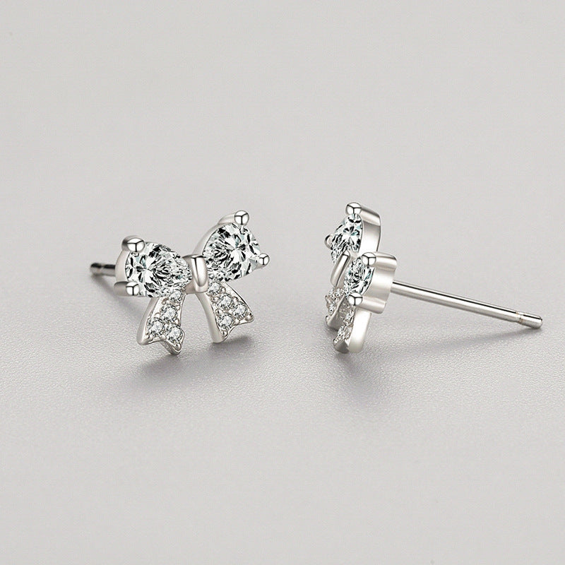 S925 Sterling Silver Bow Stud Earrings-Jewearrings