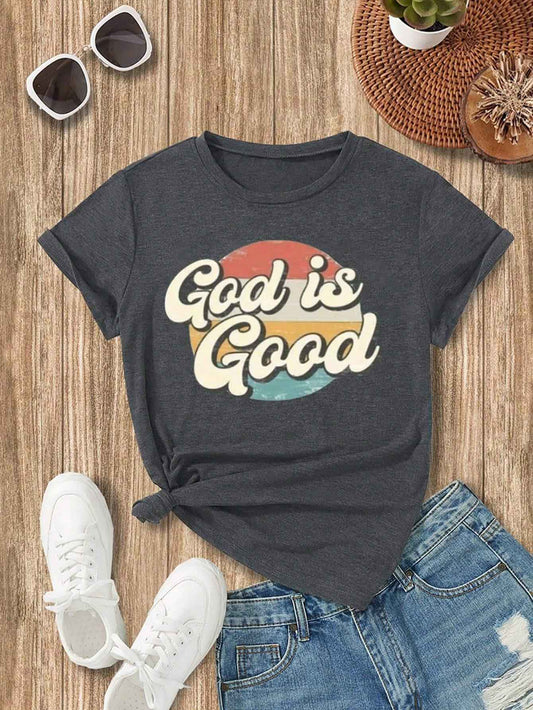 Full Size GOD IS GOOD Round Neck Short Sleeve T-Shirt-Jewearrings