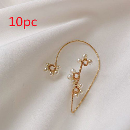 New Summer Fashion Net Celebrity Cold Wind Braided Pearl Earrings-Jewearrings