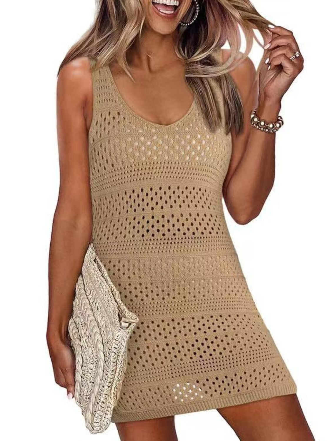 Openwork Scoop Neck Cover Up-Jewearrings