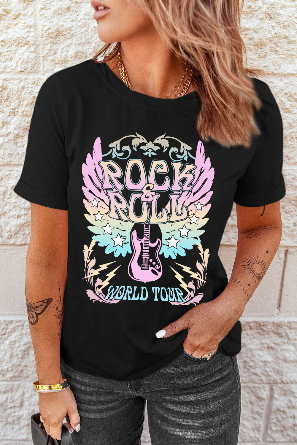 ROCK & ROLL Graphic Tee Shirt-Jewearrings