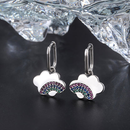 Exotic Style Rainbow Cloud S925 Sterling Silver Small Audience Earrings-Jewearrings