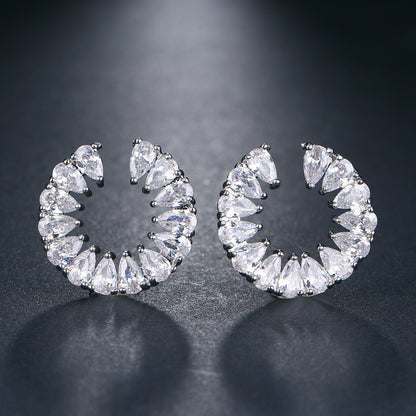 Temperament Yueer Curved Zircon Female Stud Earrings All-match Jewelry-Jewearrings