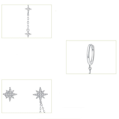 Shining Star Stud Popular Fashion Women's Zircon Earrings-Jewearrings