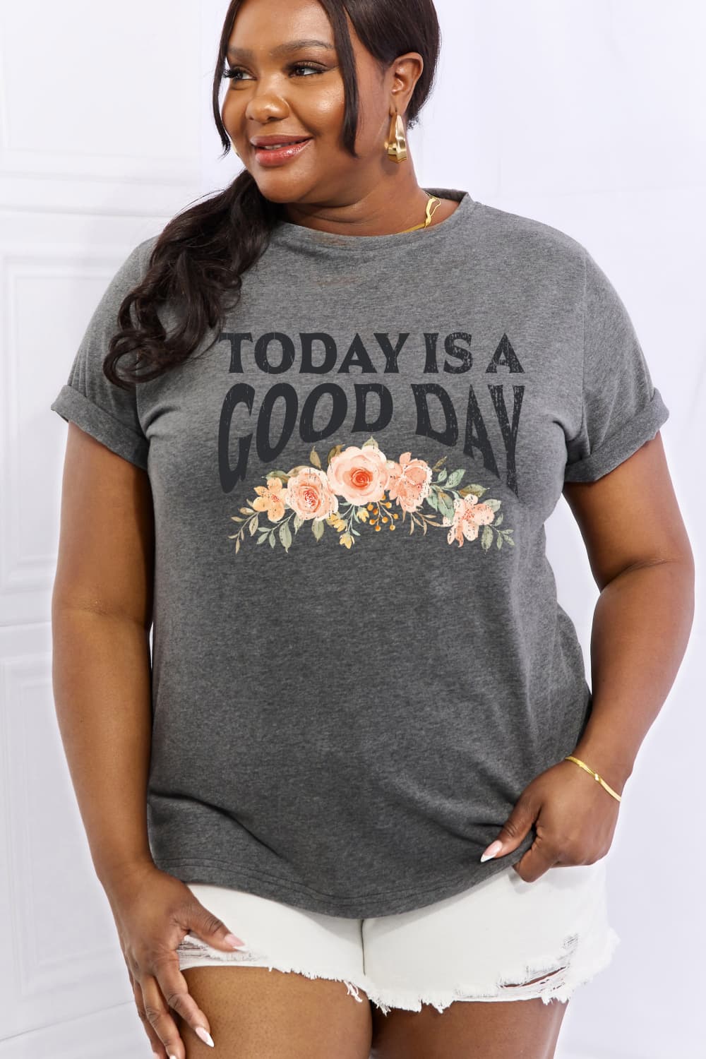 Simply Love Full Size TODAY IS A GOOD DAY Graphic Cotton Tee-Jewearrings