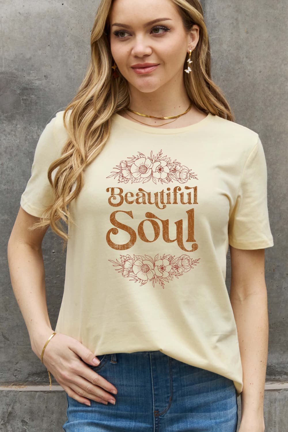 Simply Love Full Size BEAUTIFUL SOUL Graphic Cotton Tee-Jewearrings