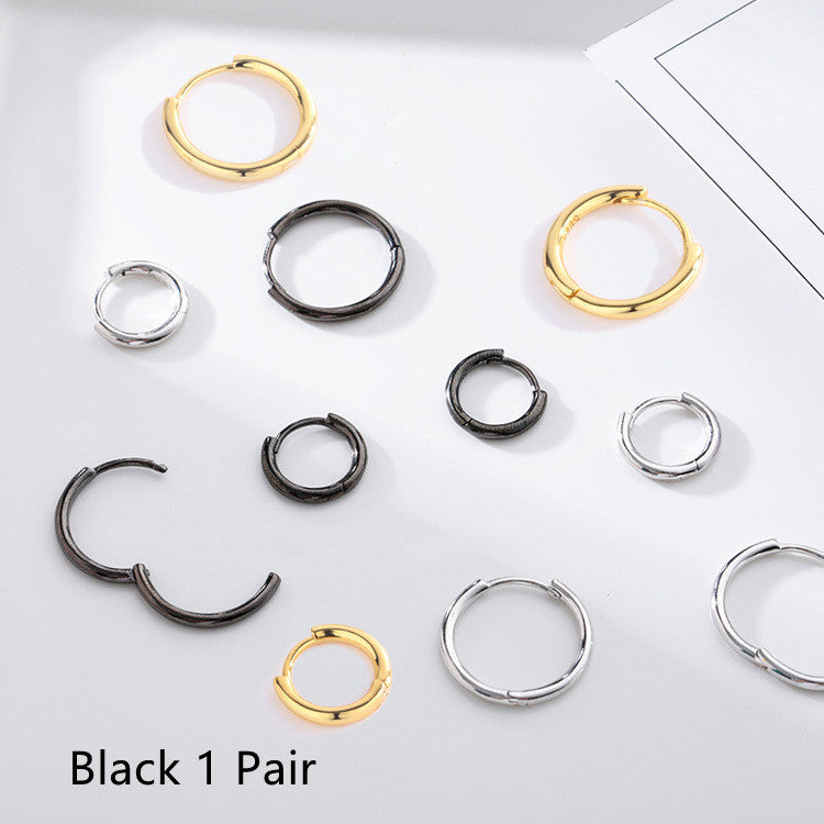 S925 Sterling Silver Solid Circle Earrings For Men And Women-Jewearrings