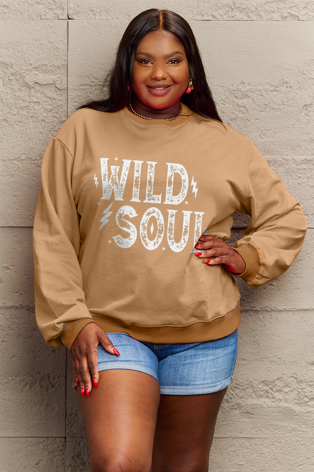 Simply Love Full Size WILD SOUL Graphic Sweatshirt-Jewearrings