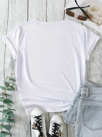 Graphic Round Neck Short Sleeve T-Shirt-Jewearrings