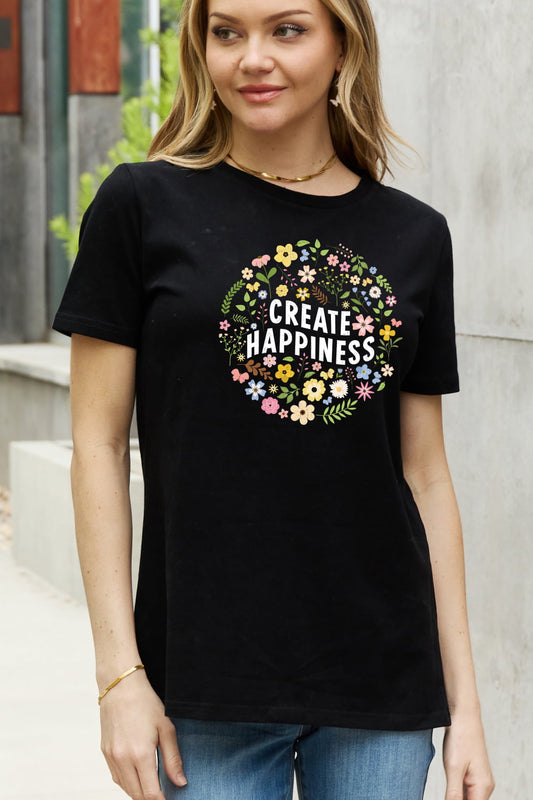 Simply Love Full Size CREATE HAPPINESS Graphic Cotton Tee-Jewearrings