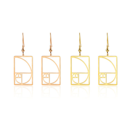 Women's Gold Yellow Gold Spiral Divider Square Earrings-Jewearrings