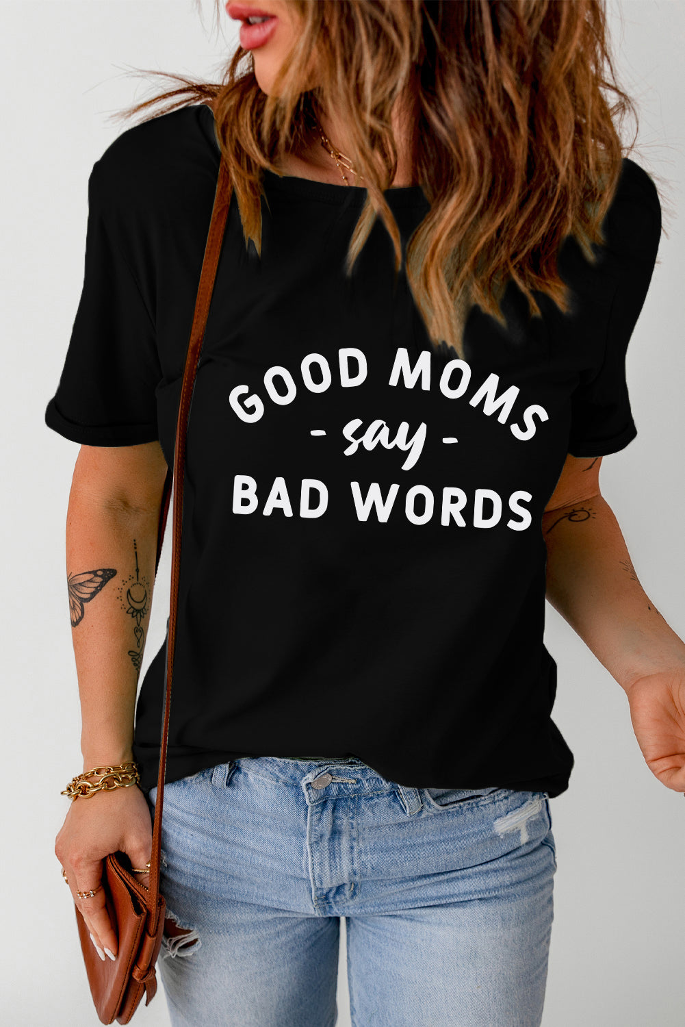 GOOD MOMS SAY BAD WORDS Graphic Tee-Jewearrings