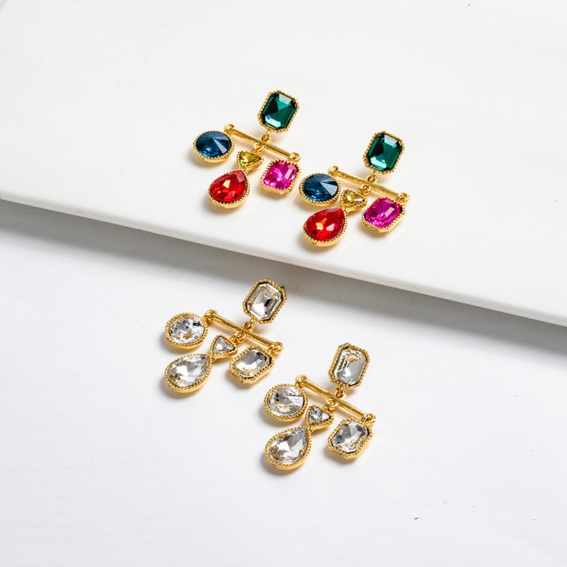 Vintage Luxury Baroque Crystal Cross Earrings-Jewearrings