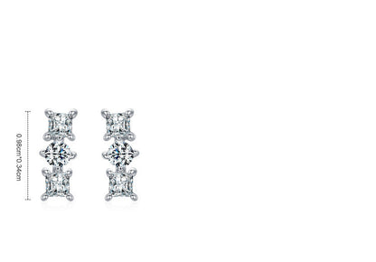 S925 Sterling Silver Geometric Earrings Female Small Fashion-Jewearrings