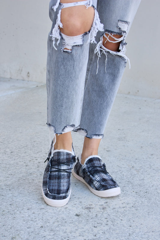 Forever Link Plaid Plush Flat Sneakers-Jewearrings