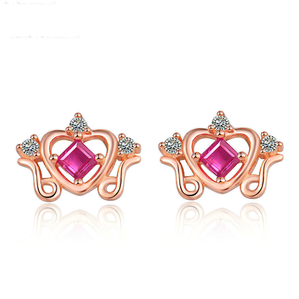 S925 Sterling Silver Color Jewelry Natural Ruby Earrings-Jewearrings