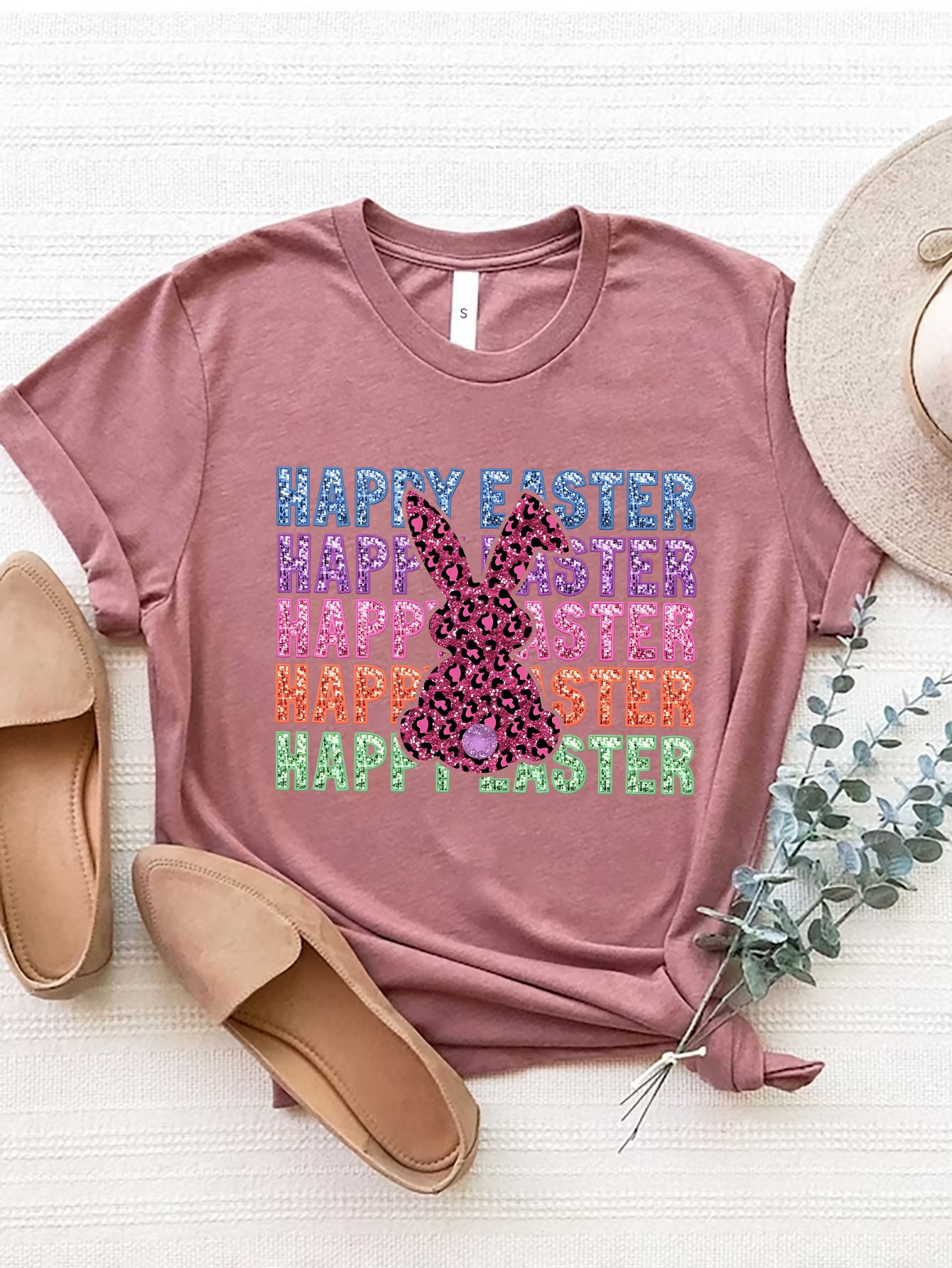 HAPPY EASTER Round Neck Short Sleeve T-Shirt-Jewearrings