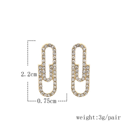 Mini Paperclip Stud Earrings With Diamonds-Jewearrings