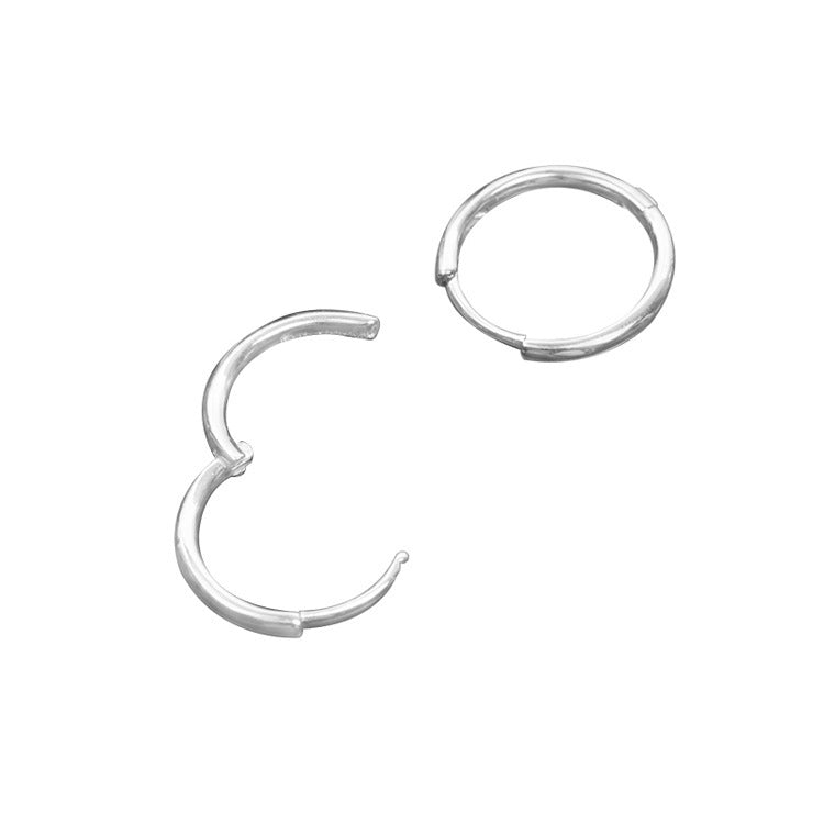 S925 Sterling Silver Solid Circle Earrings For Men And Women-Jewearrings