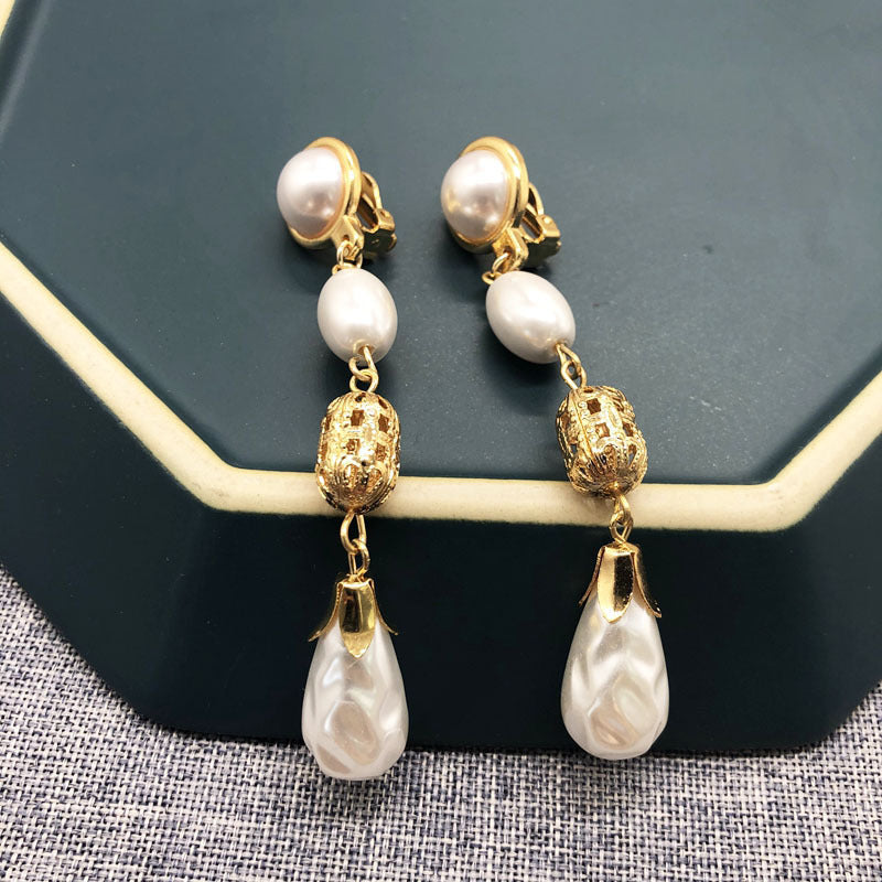 White Pearl Earrings Earrings Retro Drop Earrings-Jewearrings