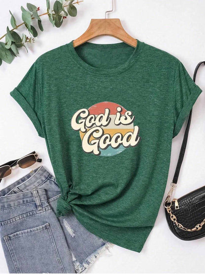 Full Size GOD IS GOOD Round Neck Short Sleeve T-Shirt-Jewearrings