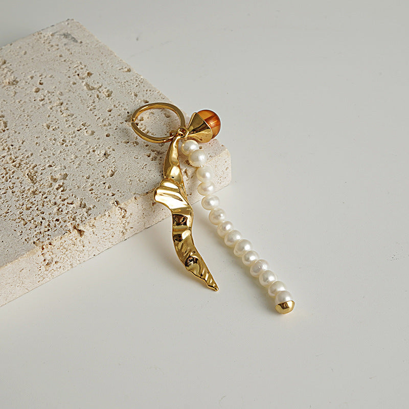 Natural Pearl Earrings Female Tassel Ear Clip-Jewearrings