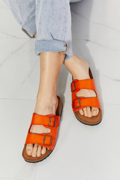 MMShoes Feeling Alive Double Banded Slide Sandals in Orange-Jewearrings